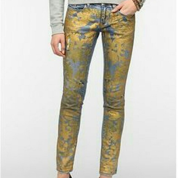 NWOT BLANK NYC GOLD METALLIC SKINNY JEANS 25 - Picture 2 of 9